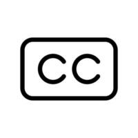CC, closed captioning symbol icon in line style design isolated on white background. Editable stroke. vector