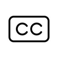 CC, closed captioning symbol icon in line style design isolated on white background. Editable stroke. vector