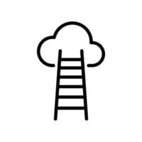 Stairway to the heaven, ladder to cloud icon in line style design isolated on white background. Editable stroke. vector