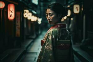 tradicional asiático mujer. generar ai foto