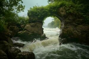 Stone arch river. Generate Ai photo