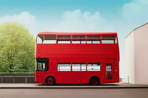 Double decker bus background. Generate Ai photo