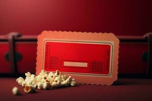 Cinema red ticket. Generate Ai photo