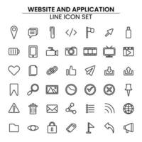 web y aplicación línea icono conjunto vector