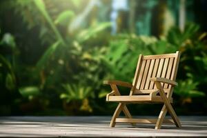 Garden wooden furniture. Generate Ai photo