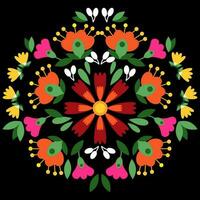 brillante multicolor floral mexicano bordado vector