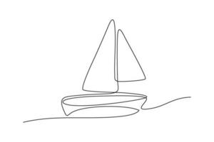 Sailboat continuous line vector illustration