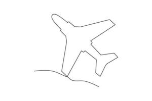 Airplane continuous line vector illustration