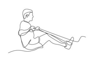 Continuous line vector illustration of a boy doing sports