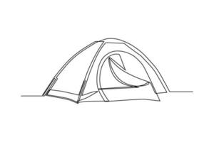 Camping tent continuous line vector illustration