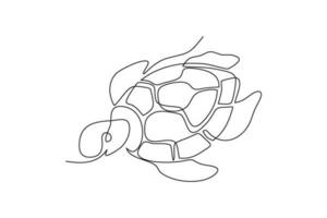 tortuga continuo línea vector ilustración