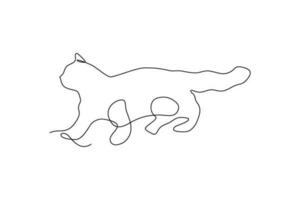 Continuous line vector illustration of a cat