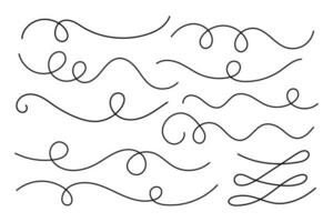 Hand drawn curved line shape. Curved line icon collection. Vector illustration isolated on white background.