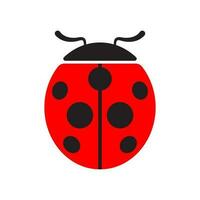 Cute ladybug or ladybird simple flat design red and black. Vector illustration isolated on white background.