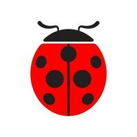 Cute ladybug or ladybird simple flat design red and black. Vector illustration isolated on white background.