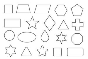 Basic shape outline set. Simple geometry shapes set. Geometric primitives icons. Editable stroke. vector