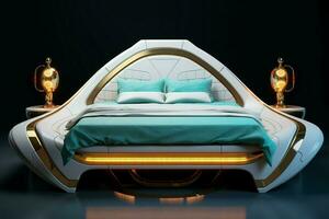 Futuristic looking bed innovation. Generate Ai photo