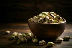 Bowl pistachios snack. Generate Ai photo