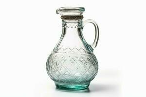 Vintage glass carafe on white background. Generate Ai photo