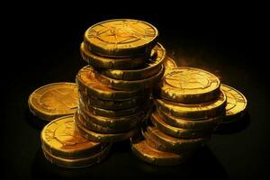 Gold coins stack success. Generate Ai photo