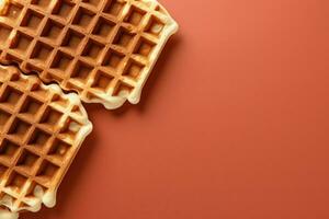 Belgian waffle snack. Generate Ai photo