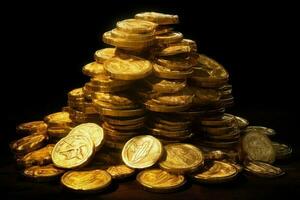 Gold coins stack. Generate Ai photo