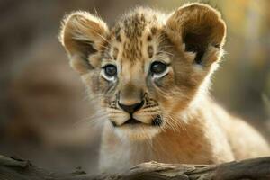 león cachorro animal. generar ai foto