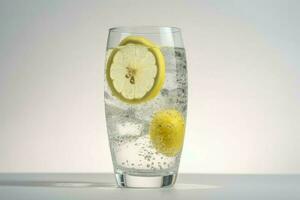 Lemon sparkling drink. Generate Ai photo