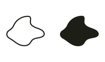 Abstract Amorphous Splodge. Random Shape, Organic Blob Line and Silhouette Black Set. Irregular Liquid Design Form, Stone, Pebble Collection. Isolated Vector Illustration.