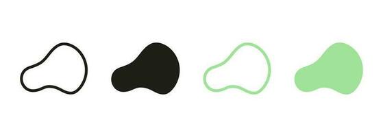 Abstract Organic Blob Shape, Pebble, Stone, Drop Collection. Random Blotch Line and Silhouette Set. Simple Fluid. Irregular Minimal Smooth Black and Color Form. Isolated Vector Illustration.