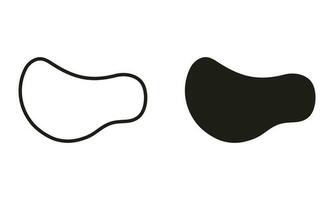 Irregular Liquid Design Form, Stone, Pebble Collection. Random Shape, Organic Blob Line and Silhouette Black Set. Abstract Amorphous Splodge. Isolated Vector Illustration.