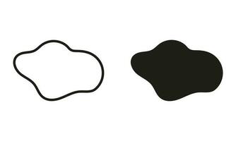 Random Shape. Organic Blob Line and Silhouette Black Set. Irregular Abstract Splodge. Stone, Pebble Collection. Liquid Amorphous Design Form. Isolated Vector Illustration.