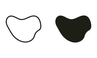 Random Liquid Design Form, Pebble, Stone Collection. Organic Blob Irregular Shape Line and Silhouette Black Set. Abstract Amorphous Splodge. Isolated Vector Illustration.