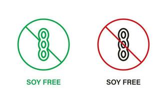Soya Free Line Icon. Soy Stop Sign. Soybean Edamame Forbidden Symbol. Legume Soya Allergy Food Ban Logo. Organic Healthy Nutrition Emblem. Isolated Vector Illustration.