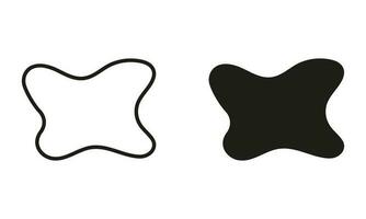 Random Shape, Organic Blob Line and Silhouette Black Set. Abstract Amorphous Splodge. Irregular Liquid Design Form, Stone, Pebble Collection. Isolated Vector Illustration.