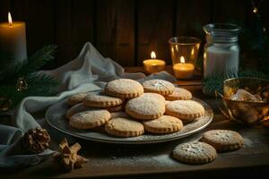 Christmas cookies table. Generate Ai photo