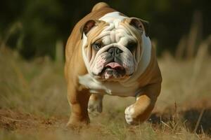 Bulldog english outdoor. Generate Ai photo