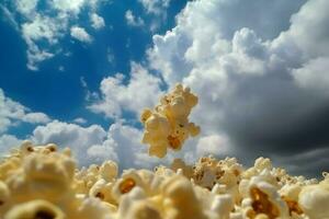 Popcorn snack sky nature. Generate Ai photo