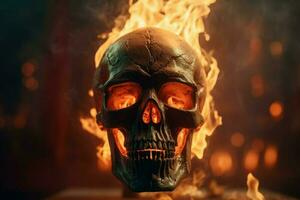 Skull fire flame. Generate Ai photo