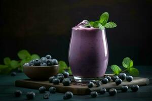 Blueberry smoothie food. Generate Ai photo