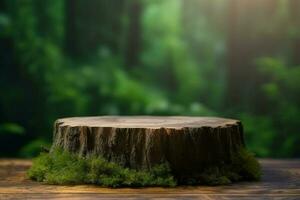 Forest tree stump. Generate Ai photo