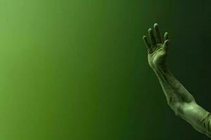 Green zombie hand mockup. Generate Ai photo
