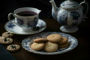 Tea cookies break. Generate Ai photo