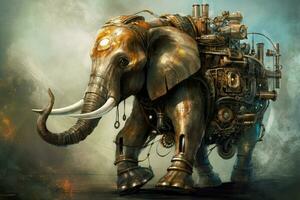 Steampunk elefante. generar ai foto