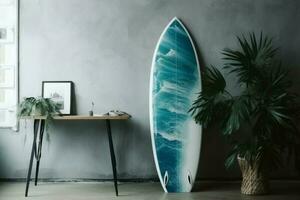 pared tabla de surf deporte. generar ai foto