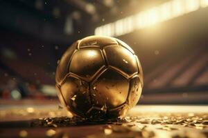 Gold ball soccer award. Generate Ai photo