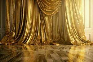 Gold luxury curtain. Generate Ai photo