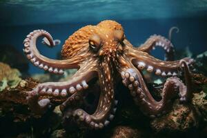 Octopus animal underwater. Generate Ai photo