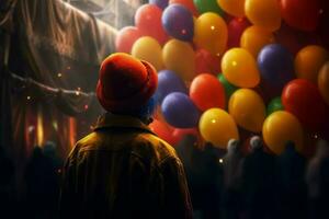 Siniestro globos payaso. generar ai foto