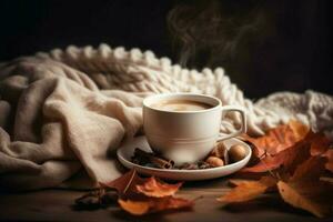 café acogedor otoño antecedentes. generar ai foto